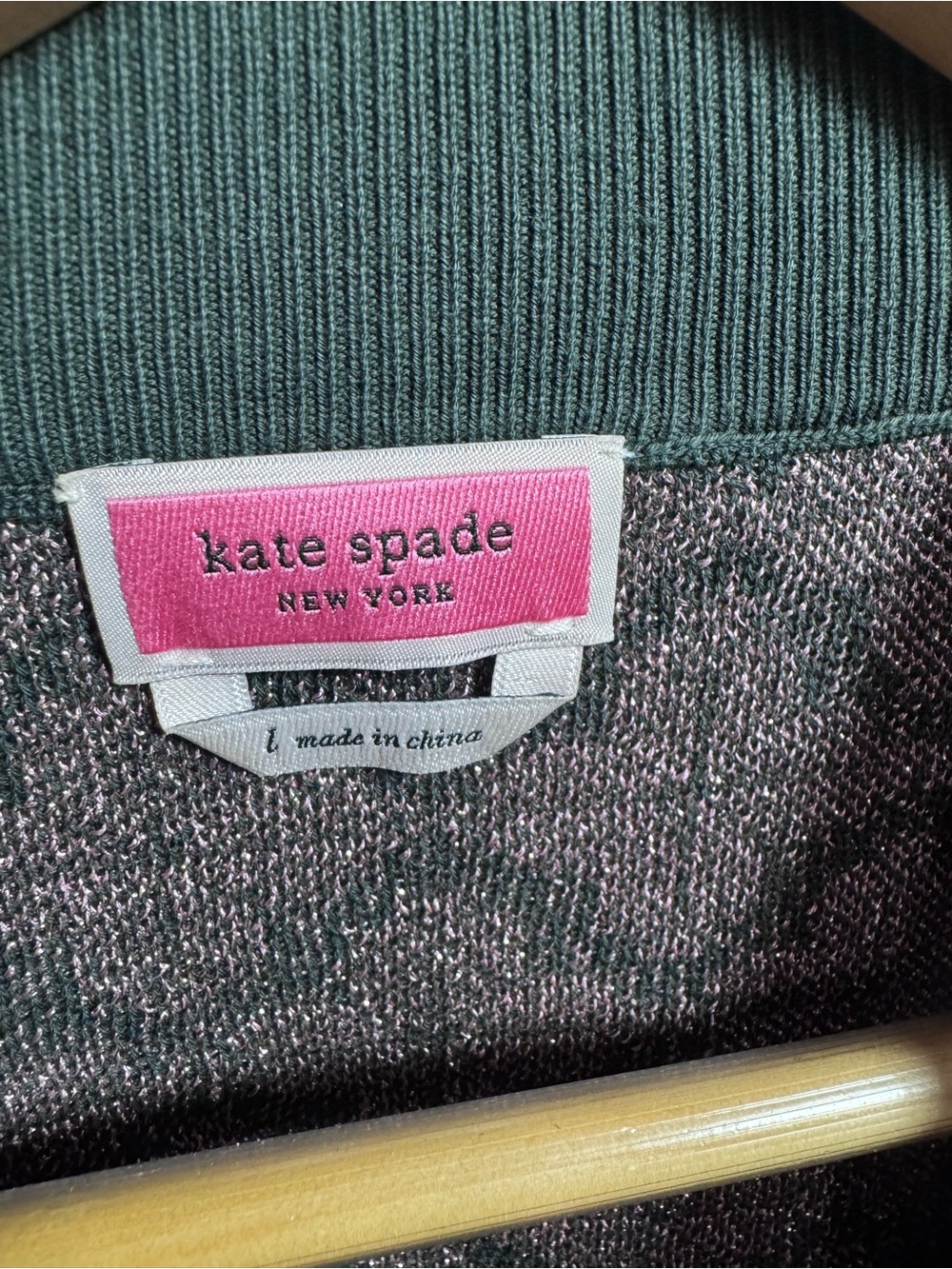 kate spade Green and Metallic Knit Crewneck Sweater